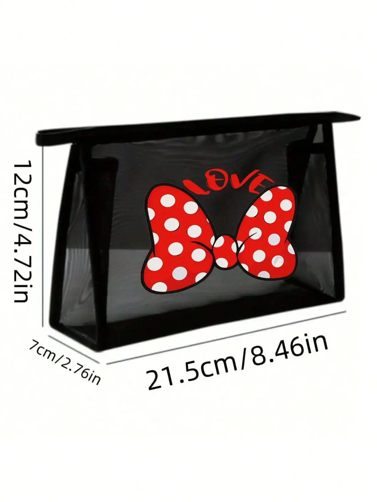 sac à cosmétiques de voyage en maille avec nœud noir, 1 pièce, trousse de maquillage à fermeture éclair pour femmes, trousse de toilette de lavage, organisateur de maquillage, pochette de rangement portable