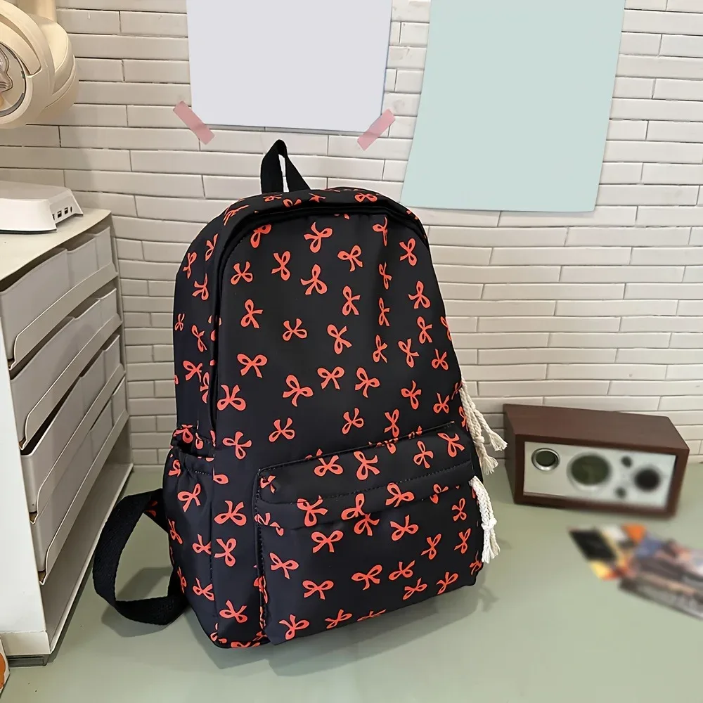sac à dos tendance et mignon à imprimé nœud pour l'école avec protection pour ordinateur portable, bretelles réglables, cadeau idéal pour la rentrée scolaire pour les filles