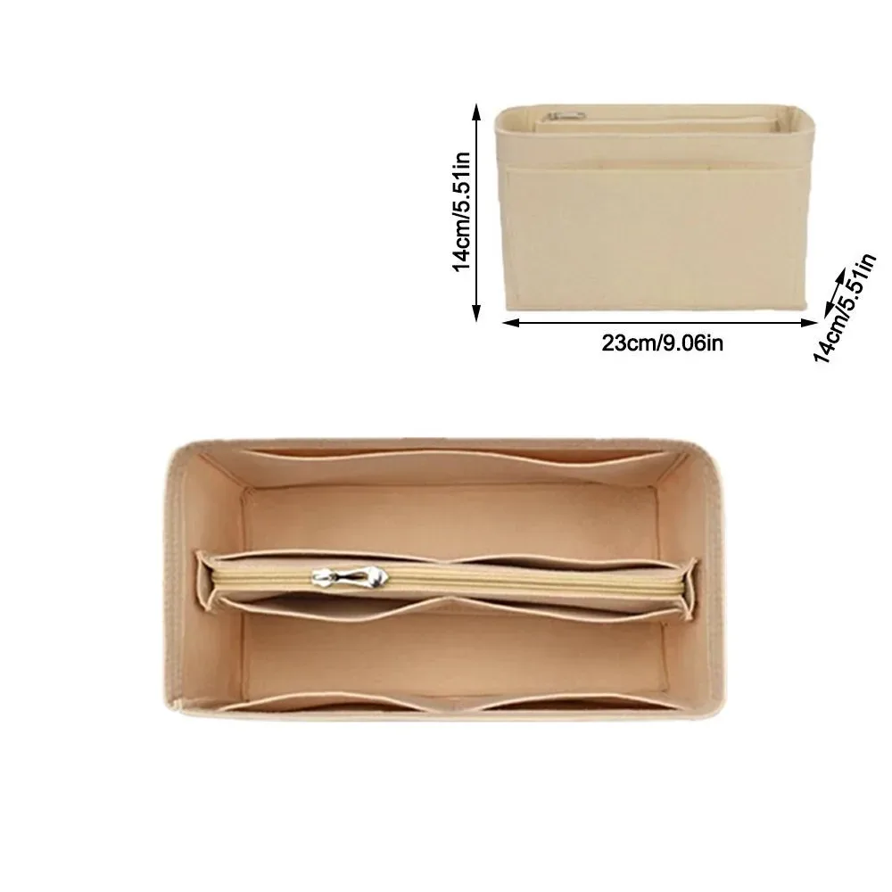 sac d'insertion en feutre multi-poches avec fermeture éclair, organisateur de sac à main grande capacité, sac intérieur pour lv speedy25/30/35/gentlewoman
