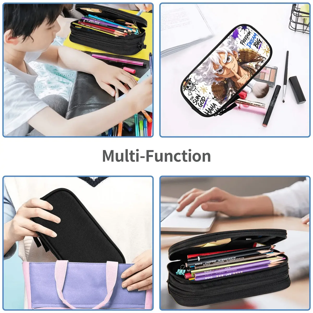 sacs à grande capacité personnalisés one piece luffy gear 5 graffiti pour enfant, trousse scolaire pour garçons, filles, enfants
