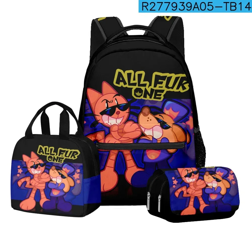 luxe populaire nouveauté dessin animé chien homme 3d imprimé 3 pièces/ensemble étudiant sacs d'école voyage cahier sac à dos sac à déjeuner porte-crayon