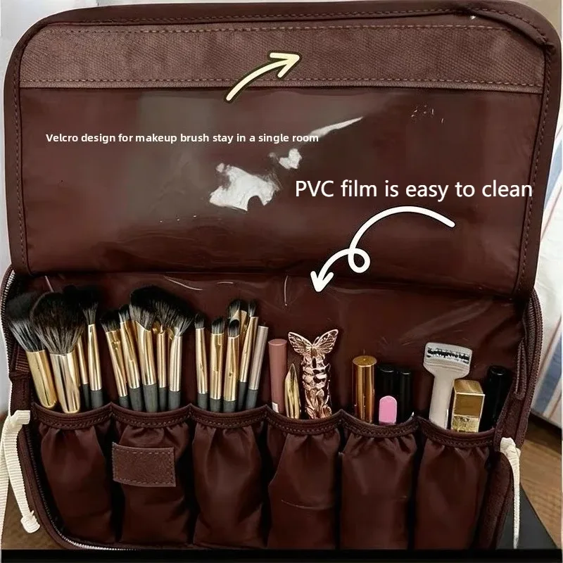 grande trousse de maquillage à pois pour femmes, sac de voyage pliable en forme de cube, trousse de toilette portable avec fermeture éclair pour les voyages