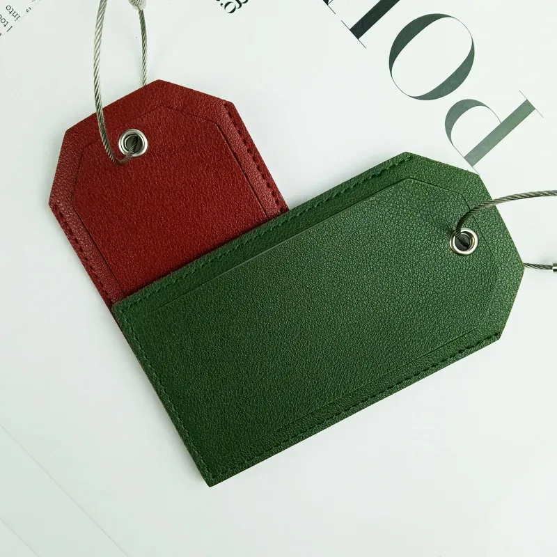 étiquette de bagage en cuir pu personnalisée avec boucle en fil d'acier - identificateur de sac de voyage personnalisé pour les voyages en avion