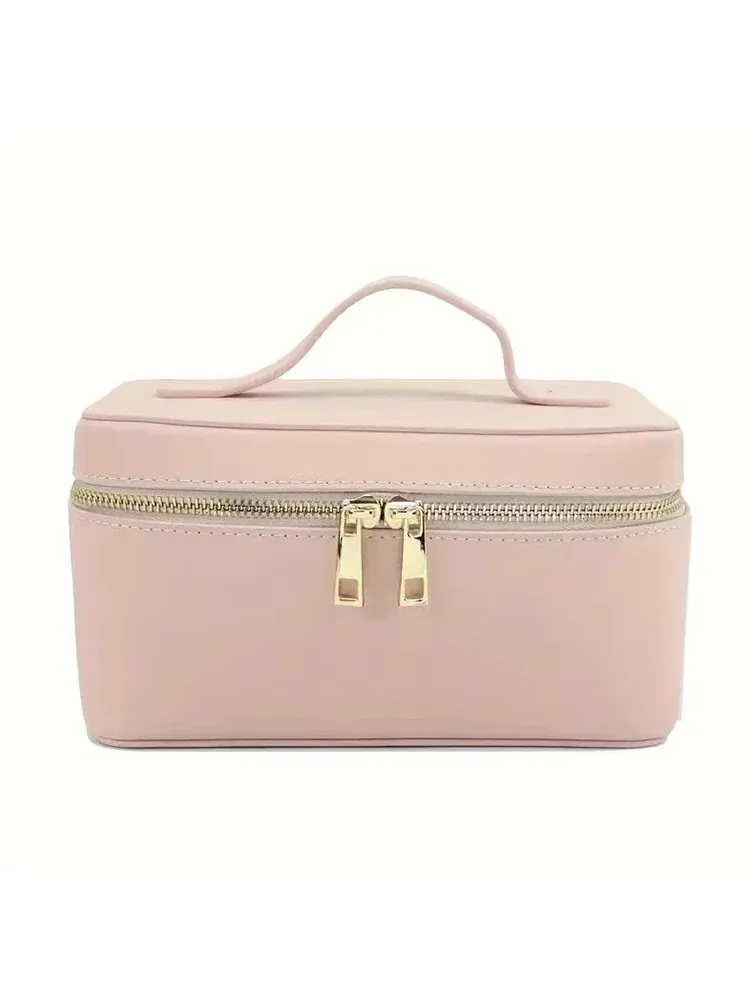 saffiano – trousse de toilette de voyage en croûte de cuir pour femmes, trousse de toilette de voyage personnalisée, boîte de rangement de maquillage suspendue portable, kit dopp, sac à cosmétiques