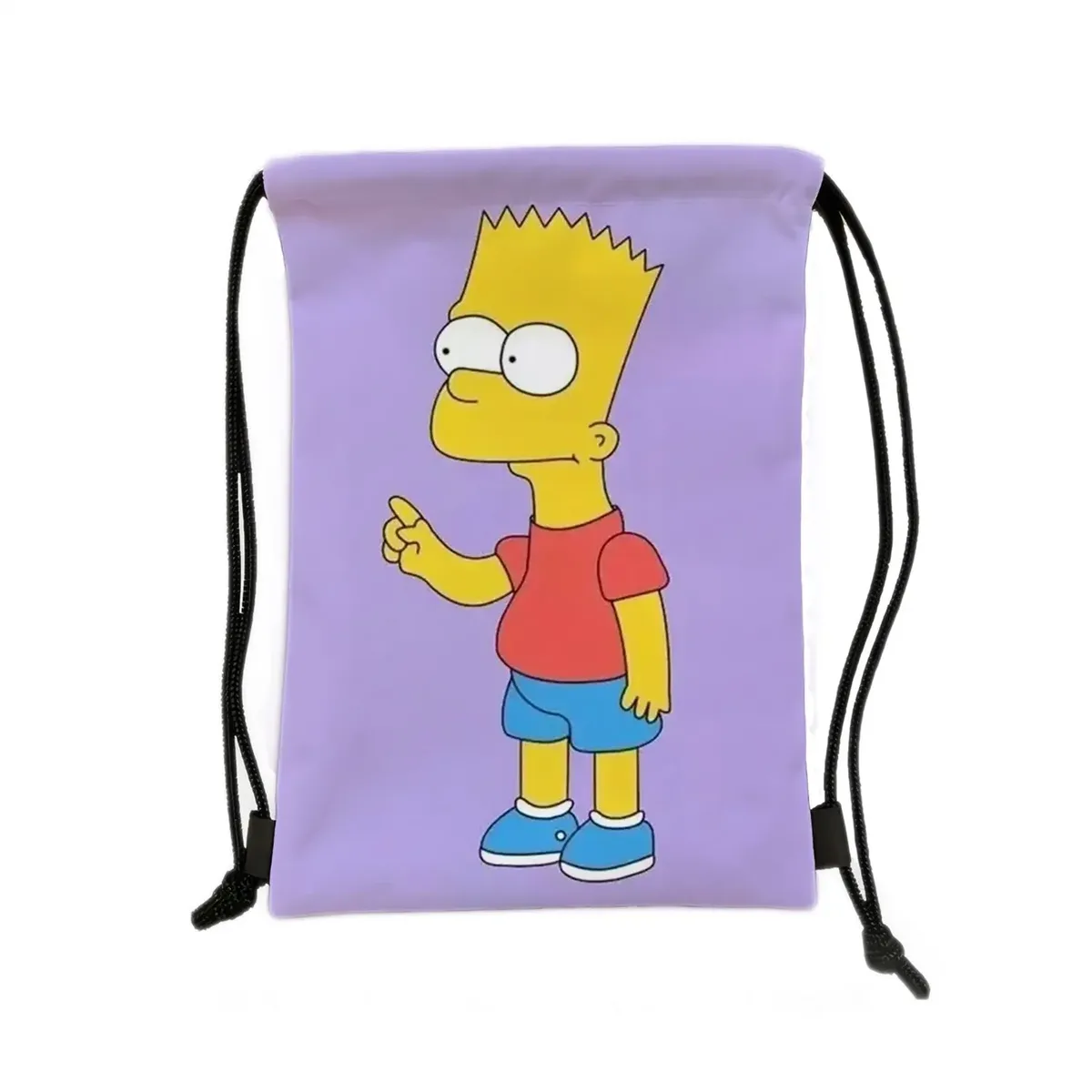 sac à dos de sport à cordon de serrage avec personnage jaune de dessin animé, imprimé garçon sur skateboard, sac de rangement portable pour voyage et shopping