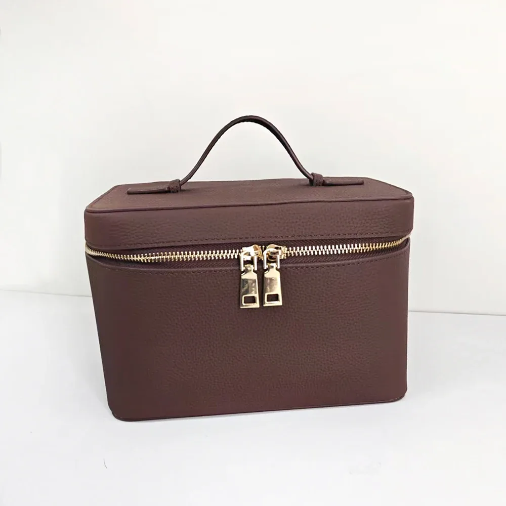 trousse de maquillage de luxe en simili plumes d'autruche pour femme, sac de voyage personnalisable grande capacité avec poignée, organisateur cosmétique