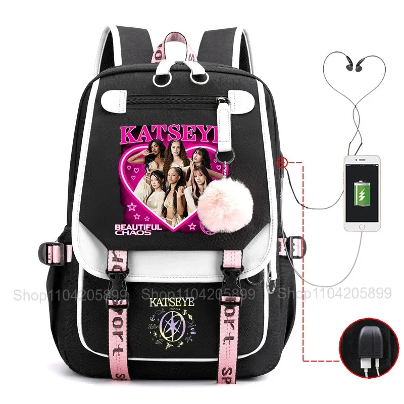 sac à dos katseye kpop mochila pour garçons et filles, sac d'école, sac de voyage quotidien, sac à dos décontracté pour ordinateur portable