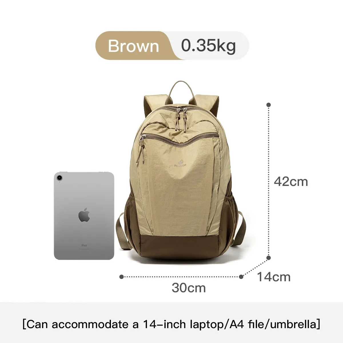 sac à dos en nylon grande capacité fouvor 2026 léger pour le voyage, la randonnée, le sport, les trajets quotidiens et l'école - modèle 3068-09
