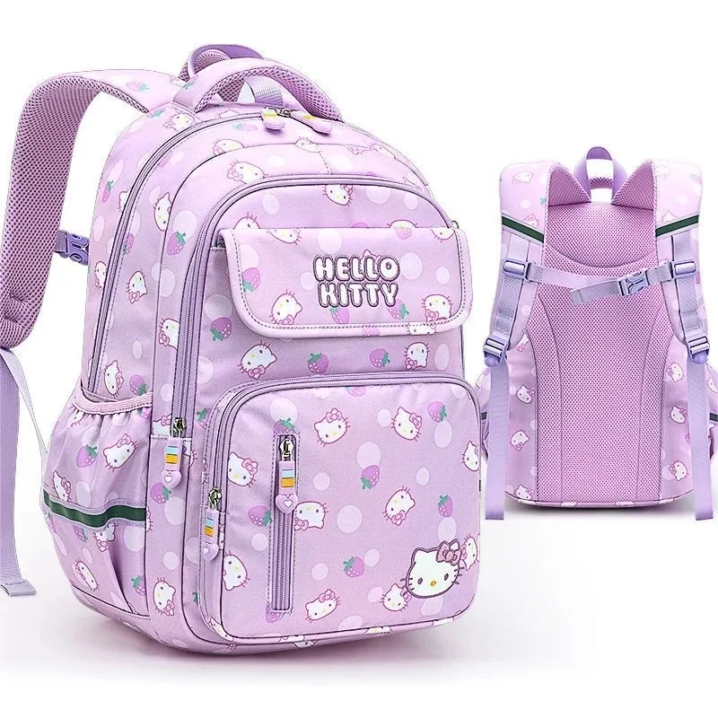 sac à dos scolaire hello kitty 42 mm, motif fraise kuromi, sacs pour soulager le fardeau, protéger la colonne vertébrale, imperméable, pour étudiants