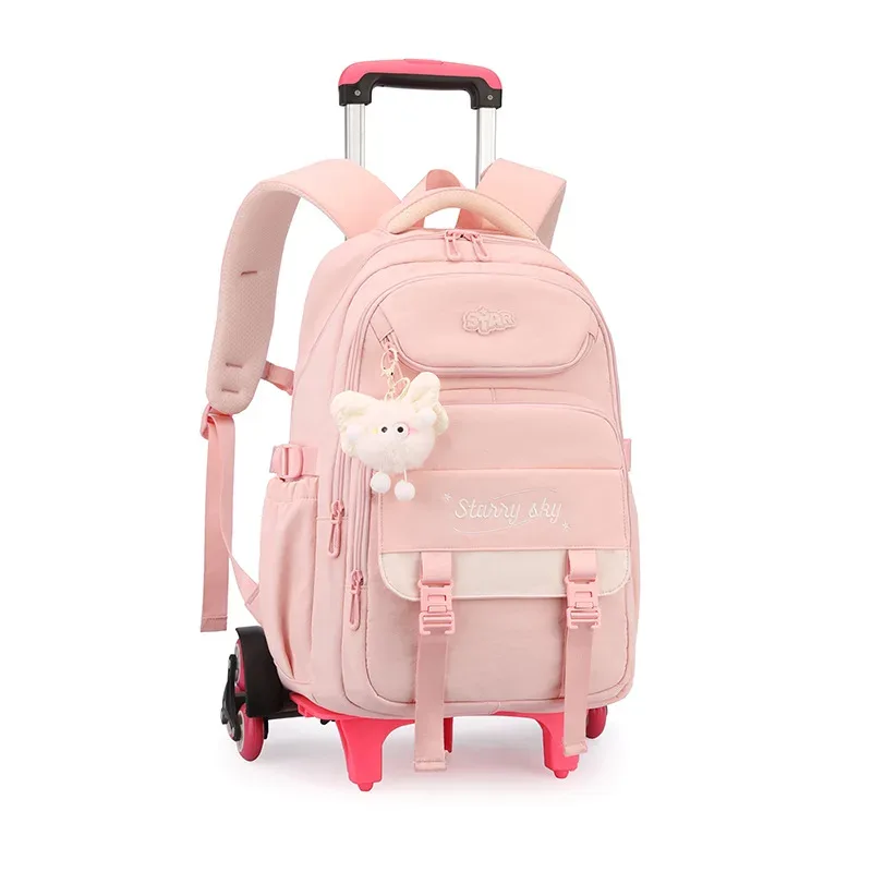 sac à dos scolaire pour enfants avec roulettes, sac à dos à roulettes pour filles, sac à dos d'étudiant, 2/6 roues, sac à dos scolaire à roulettes, sac à livres pour enfants