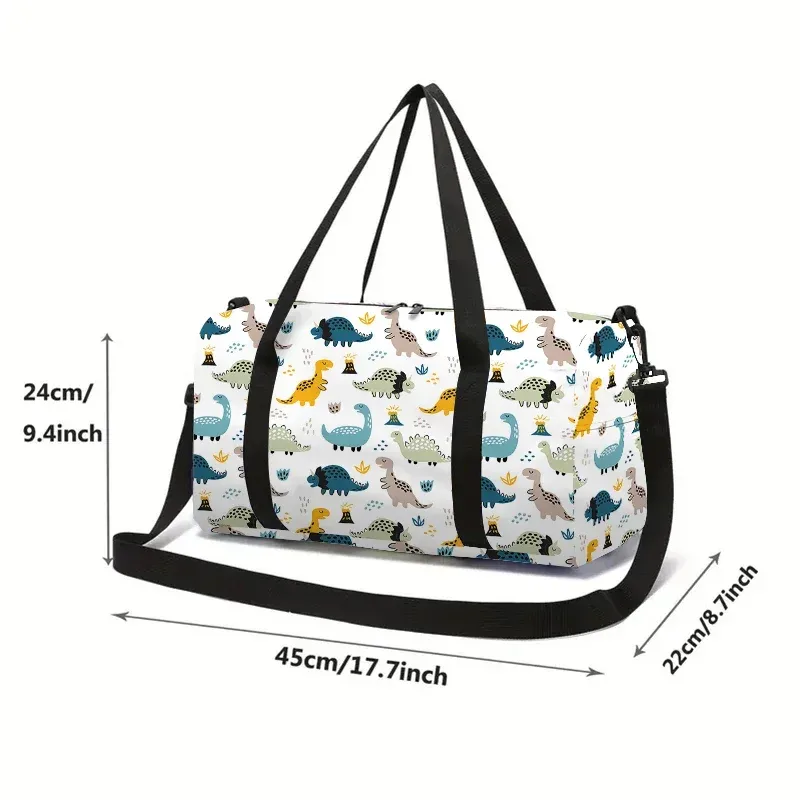 sac à bagages de grande capacité avec motif de dinosaure de dessin animé pour garçons/filles, meilleurs cadeaux, sac de fitness extérieur 2d pour enfants