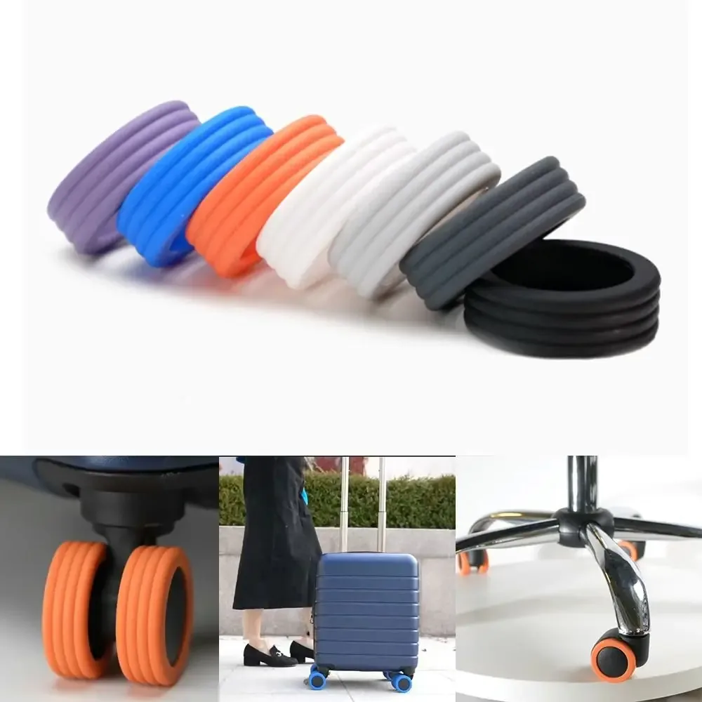 protecteur de roues de bagage en silicone avec son silencieux, accessoire de protection de valise, 4/8 pièces