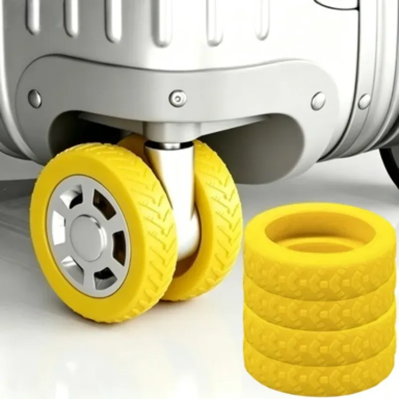 housses de roues de bagages en silicone épaissi, antidérapantes, silencieuses et anti-bruit pour valises et roues de chaises