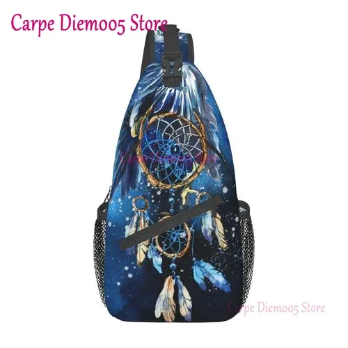 sac à bandoulière aquarelle pour hommes et femmes, style boho attrape-rêves mandala, sac de jour de randonnée, sac à dos à bandoulière, sac de poitrine de voyage pour hommes et femmes