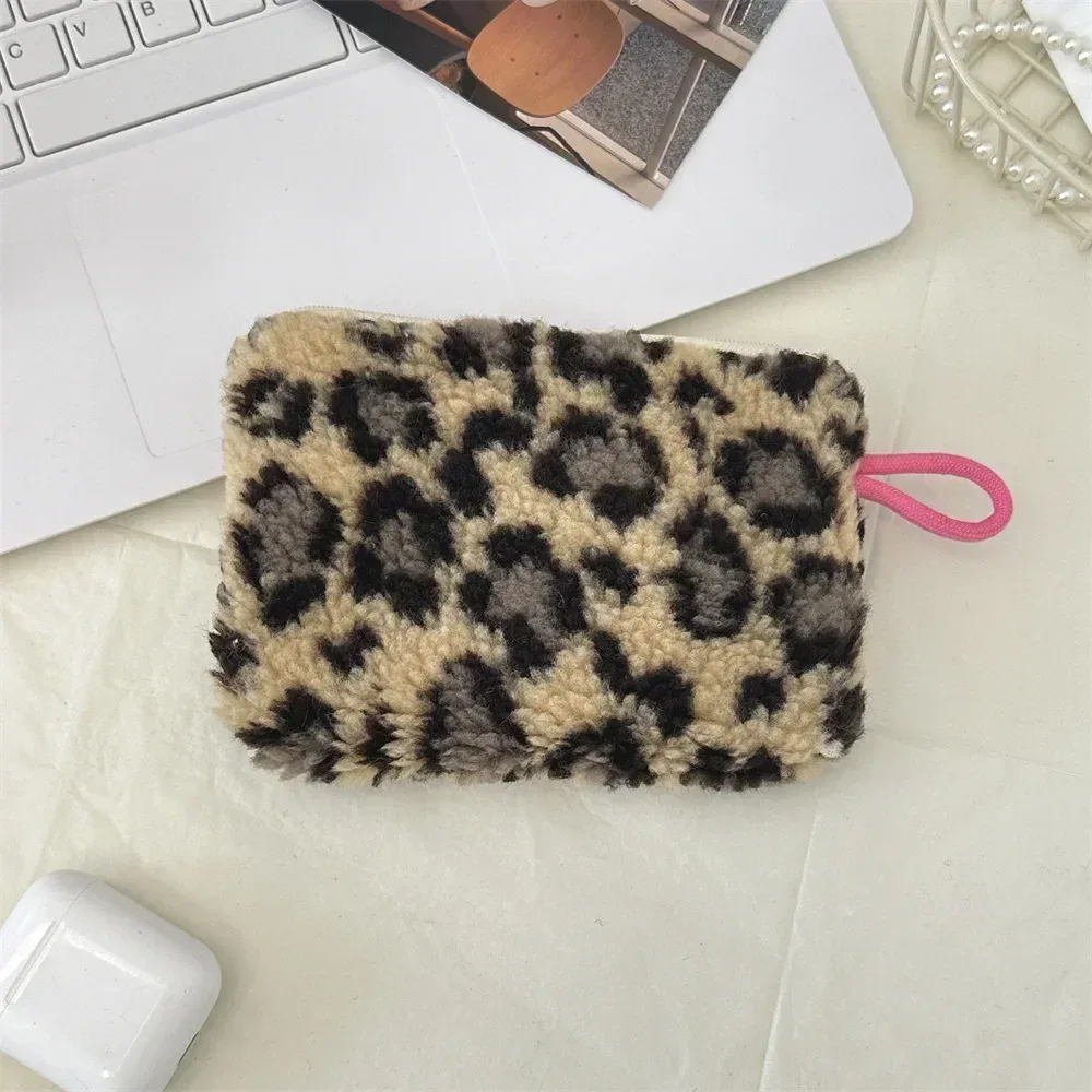 petit sac de rangement portable en peluche douce pour femme, trousse de maquillage, sacs à main, pochette à fermeture éclair, sac à main moelleux, sacs à cosmétiques en fourrure pour femme