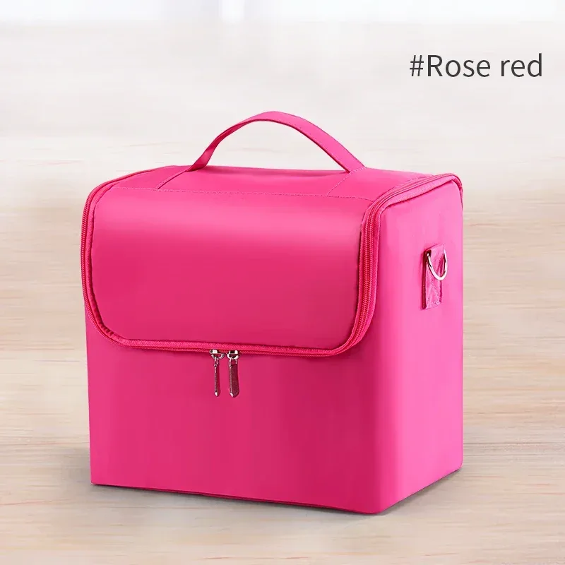 grande trousse de maquillage professionnelle pour femmes, valise de voyage, boîte de rangement à 4 niveaux, organisateur d'ongles avec compartiments ajustables