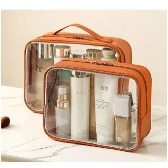 sac cosmétique transparent pour femmes, organiseur de maquillage en pvc transparent avec fermeture éclair, étui de rangement portable pour articles de toilette de voyage