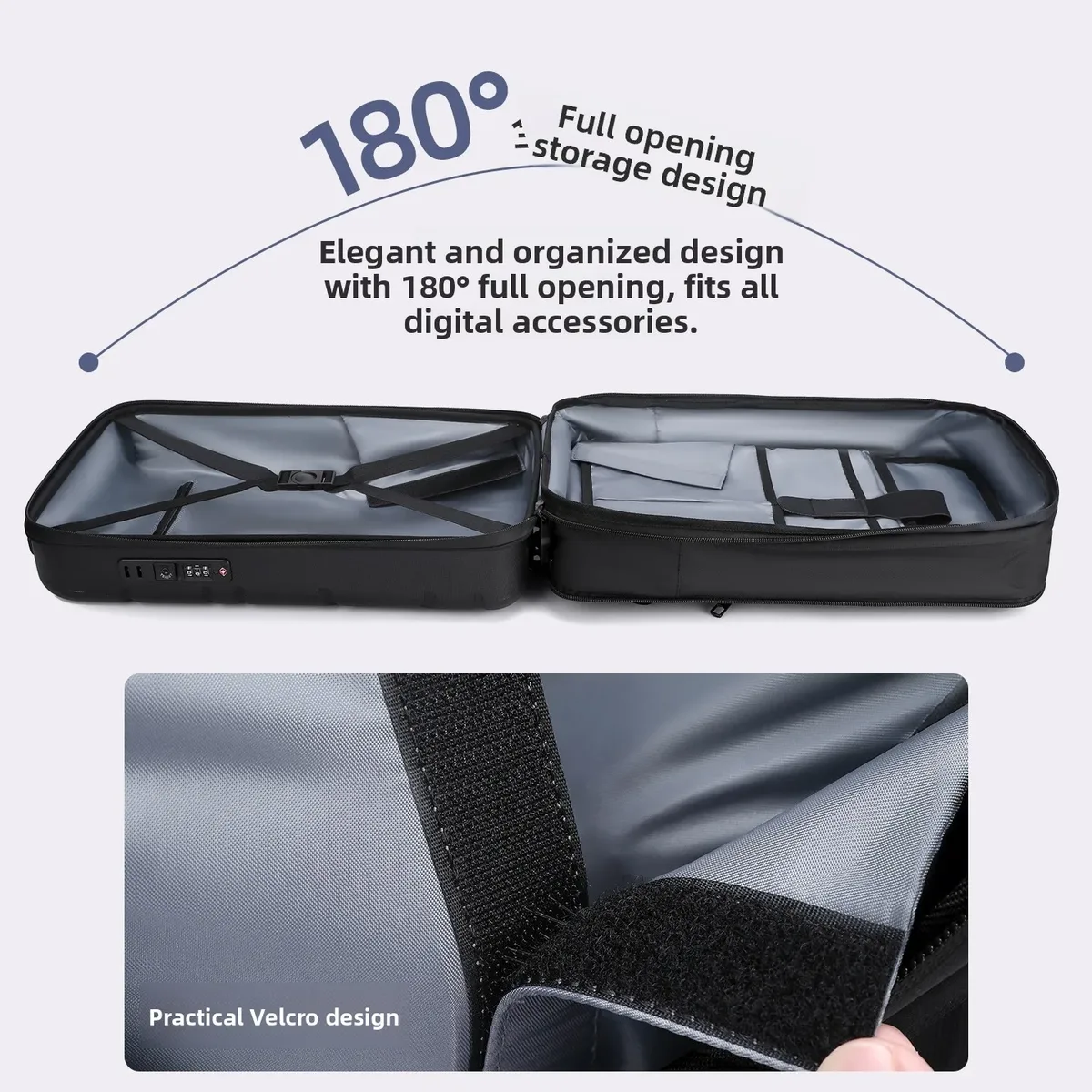 sac à dos de gaming unisexe grande capacité, sac à double épaule, coque rigide extensible, matériau pc, style professionnel élégant