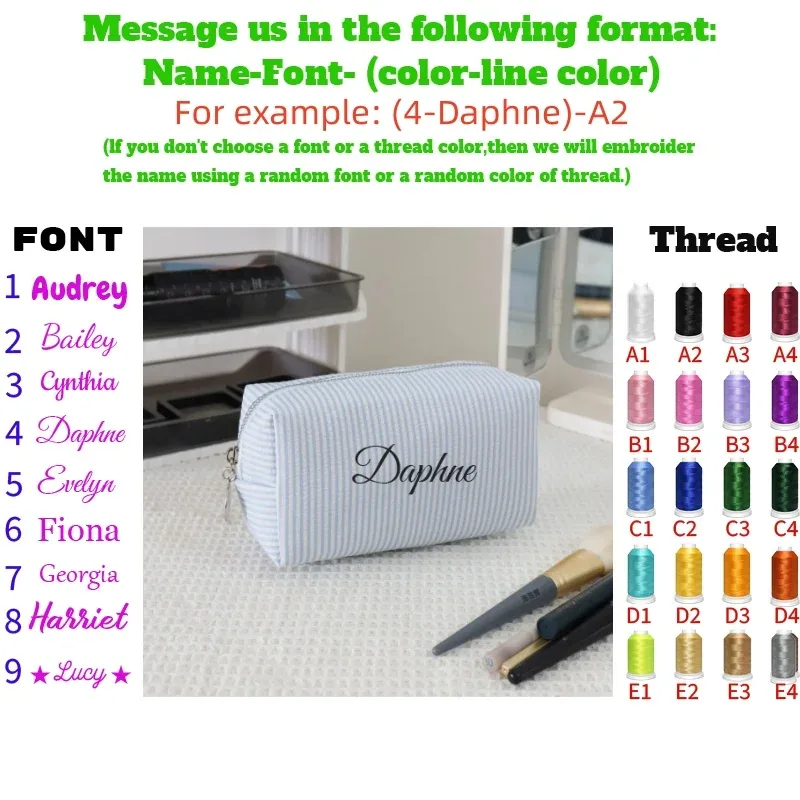 【produits personnalisés】 organisateur de bagages brodé sur mesure, trousse de maquillage brodée personnalisée - trousse de rangement cosmétique avec bande nominative brodée personnalisée, trousse de maquillage avec bande nominative brodée personnalisable, trousse de toilette grande capacité en tissu seersucker, trousse de rangement portable pour produits de soin de la peau pour les voyages, organisateur de pinceaux de maquillage couleur macaron, trousse à crayons multifonctionnelle pour étudiants, broderie personnalisée du nom diy pour les amies, plusieurs couleurs disponibles