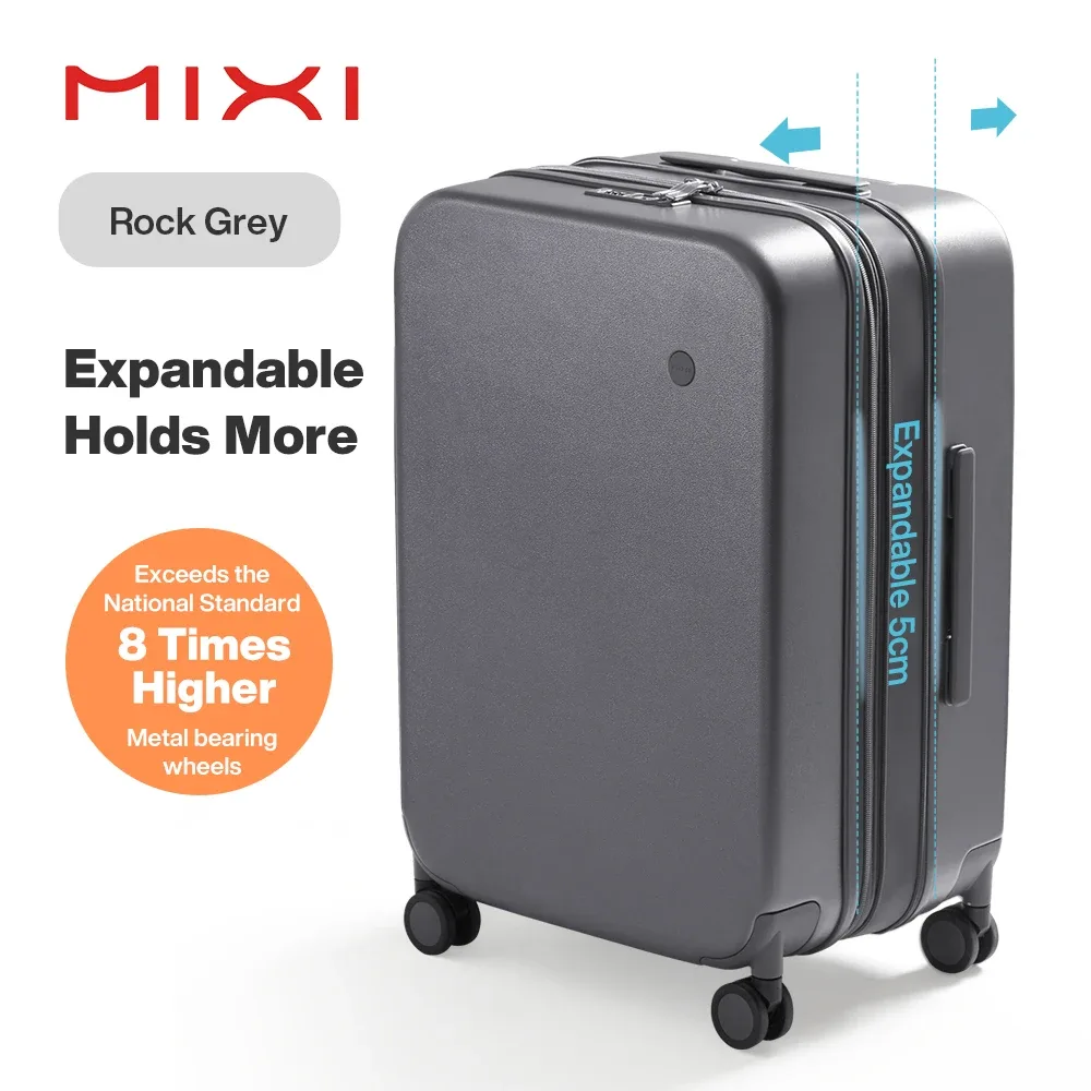 mixi nouveau design bagage de voyage extensible puristique serrure tsa léger grande capacité pc valises roulettes 20 24 26 pouces