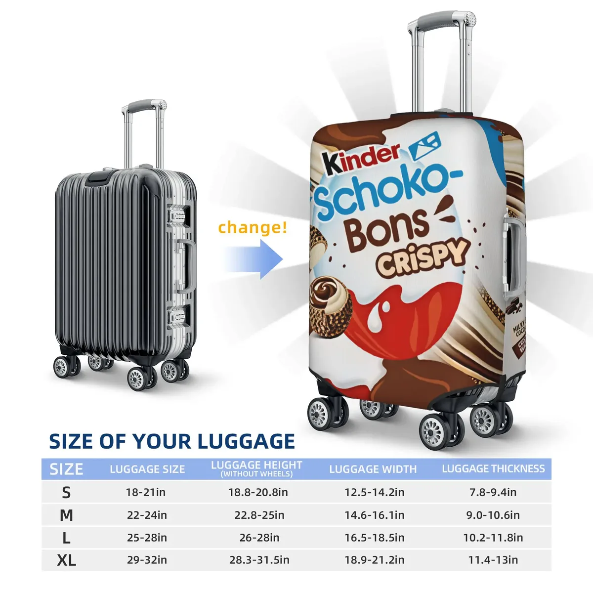 k-kinders chocolate b-buenos housse de protection pour bagages, housses de valise de voyage mignonnes pour 18-32 pouces