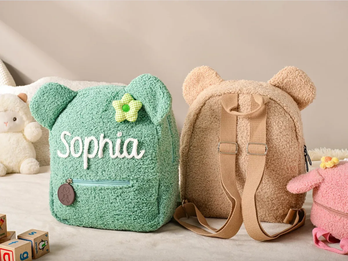 sac à dos ours en peluche personnalisé pour enfants, sac à dos ours en peluche pelucheux personnalisé, cadeaux du premier jour de l'école, sac à dos pour tout-petits, cadeau pour enfants