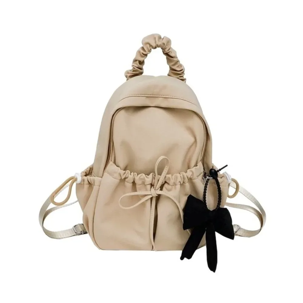 sac à dos en nylon pour étudiants avec cordon de serrage, bretelles réglables, design plissé, sac de voyage léger et de grande capacité