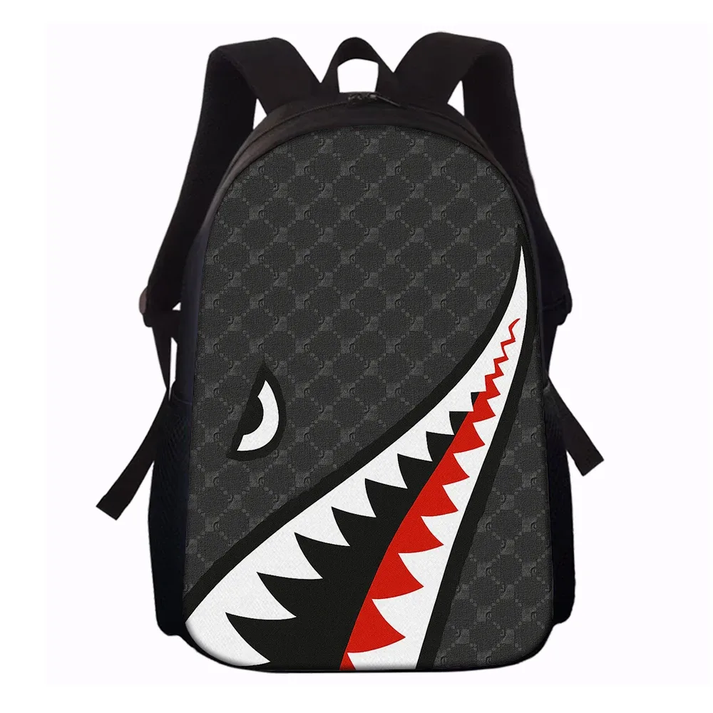 ensemble de sacs à dos tendance avec motif requin, 1/2/3/4/5 pièces |   parfait pour l'école et les aventures quotidiennes