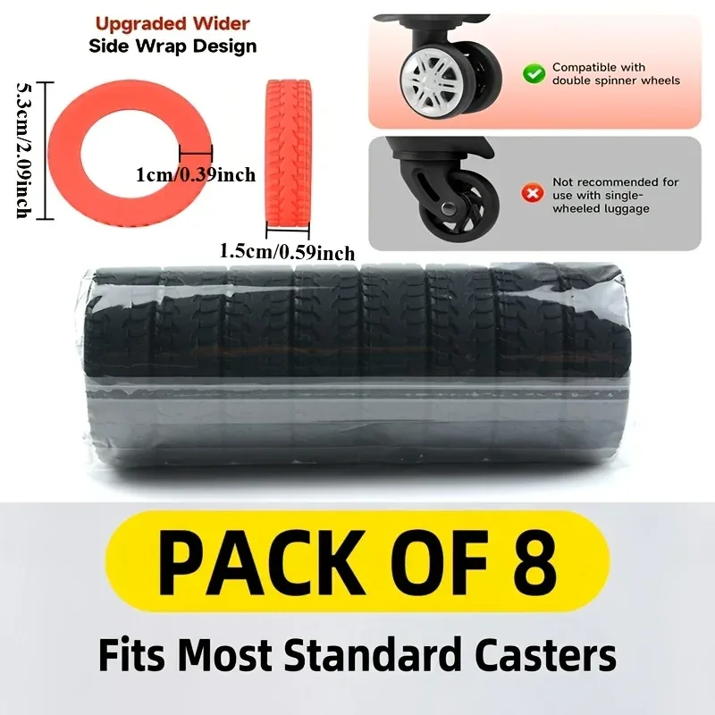 8 pièces de protections universelles pour roulettes de valise de voyage, insonorisées