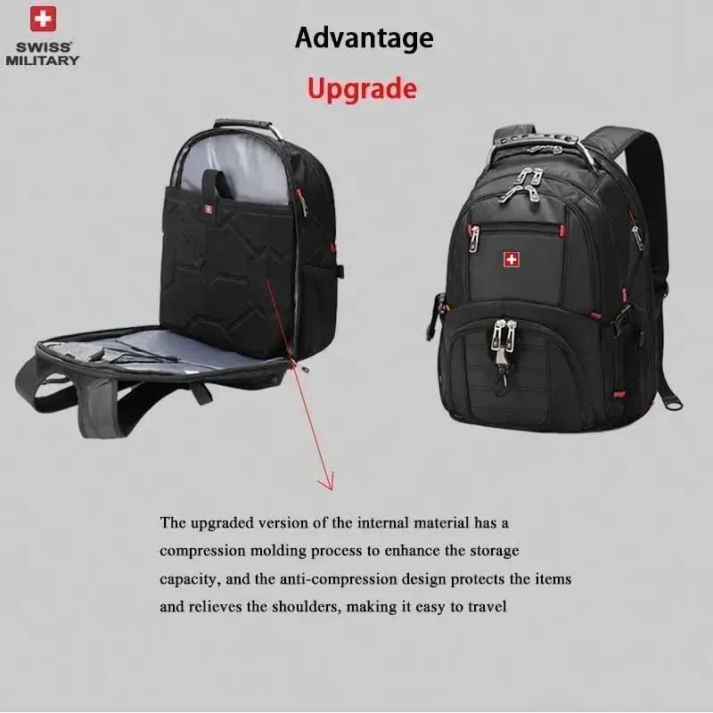 nouveau 17 "sac à dos pour ordinateur portable étanche port de charge usb style suisse sac à dos multifonctionnel cartable mochila randonnée sac de voyage