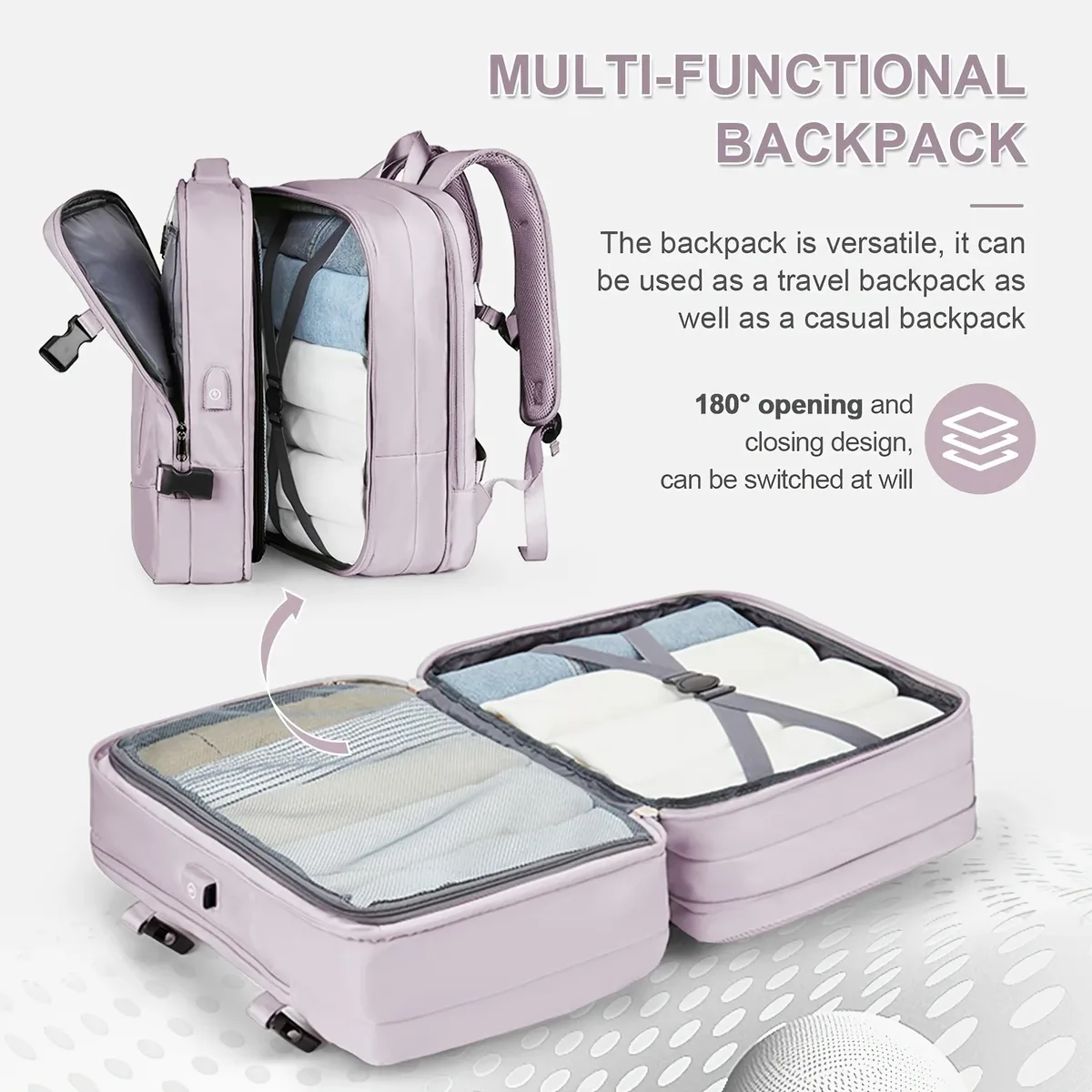 sac à dos de voyage imperméable de grande capacité avec compartiment à chaussures indépendant, rangement multi-compartiments et multi-couches, minimaliste a