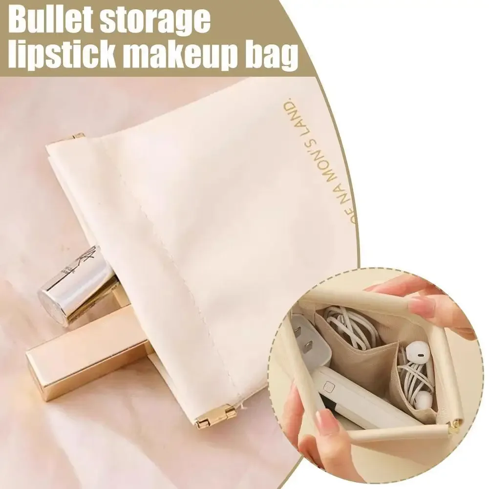 nouveau sac de rangement portable en pu, 2 tailles, mini, avec fermeture automatique, pochette polyvalente pour écouteurs filaires, rouge à lèvres et petits accessoires