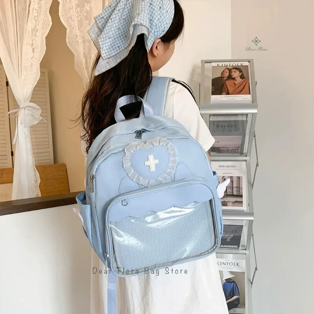 y2k mignon clair ita sac femmes lolita sac à dos kawaii fille sac à bandoulière bricolage affichage poche transparente poupée japonaise fourre-tout sacs à main