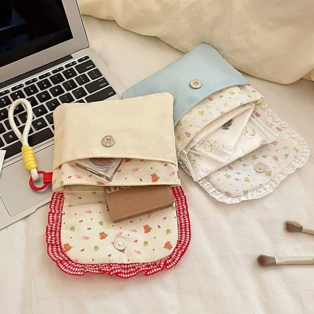 sac de rangement grande capacité pour serviettes hygiéniques, pochette imprimée, trousse de maquillage florale, sac portable pour petits objets, mini trousse de toilette, extérieur