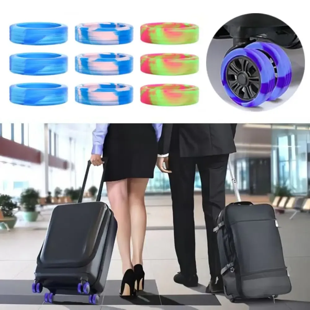 protecteur de roues de bagages en silicone, anti-bruit épais, chaussures de voyage, pièces de valise, 4 pièces
