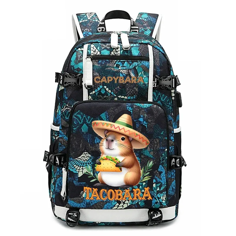 sac à dos d'étudiant à grande capacité avec imprimé de capybara, pour garçons et filles, sac de voyage décontracté, sac d'école léger et durable, utilisation quotidienne