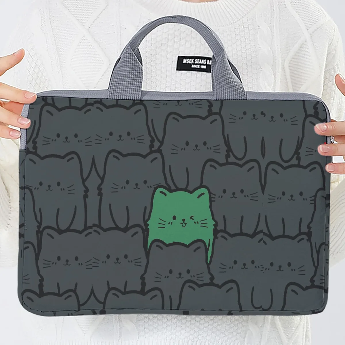 ensemble 1 pièce, sac pour ordinateur portable à motif de chat, mallette, adapté aux ordinateurs portables de 14 pouces, sac pour ordinateur portable fixe