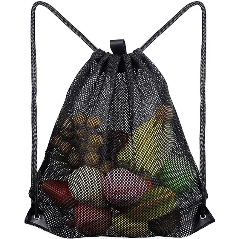 sacs en maille multifonctionnels portables à cordon de serrage, sac à dos en filet de rangement pour sport, basket-ball, 40x45cm, sac d'utilisation en plage en plein air