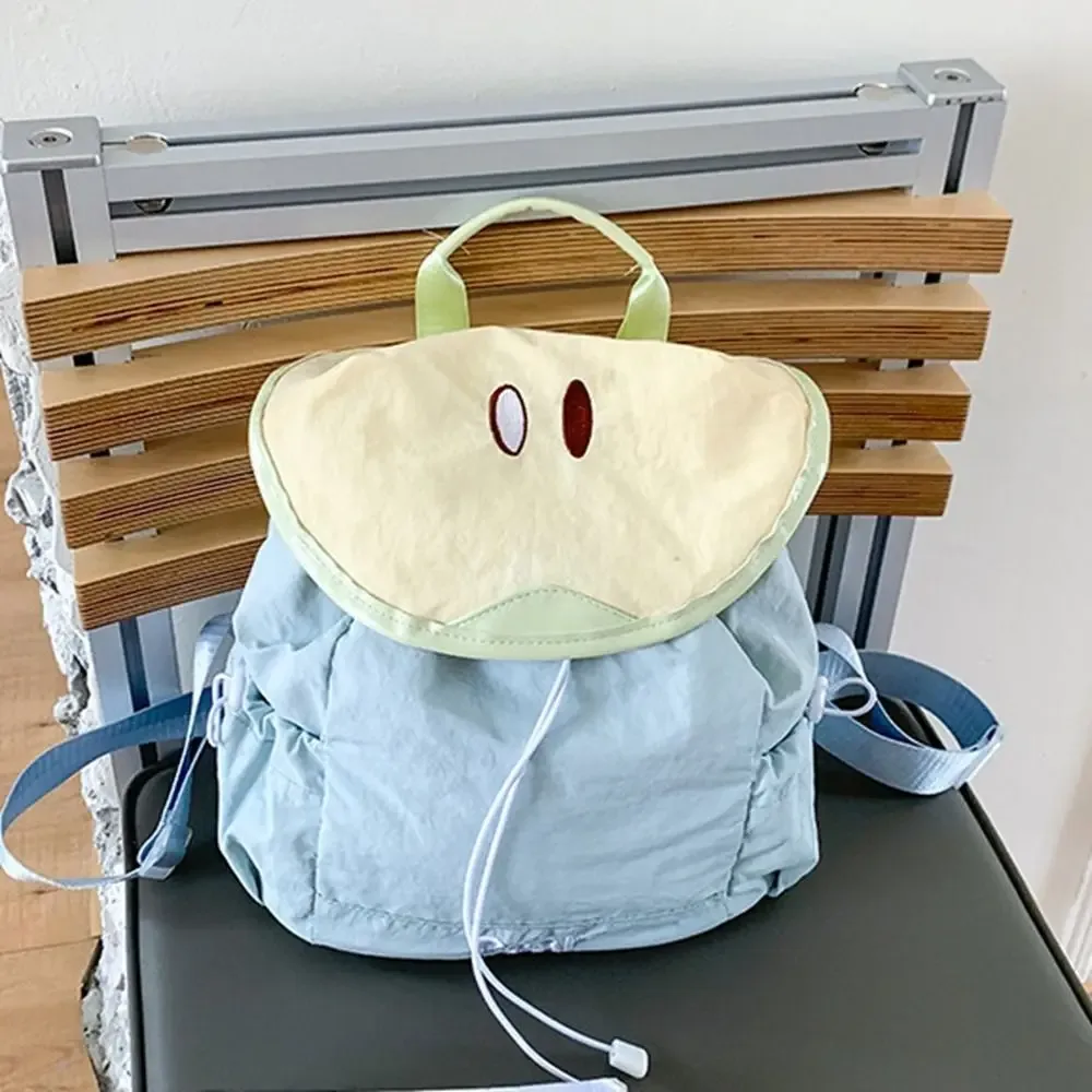 Sac à dos coréen de style outdoor avec cordon de serrage, couleur dopamine, en nylon, pour voyage, grande capacité, pour la randonnée, sac à bandoulière