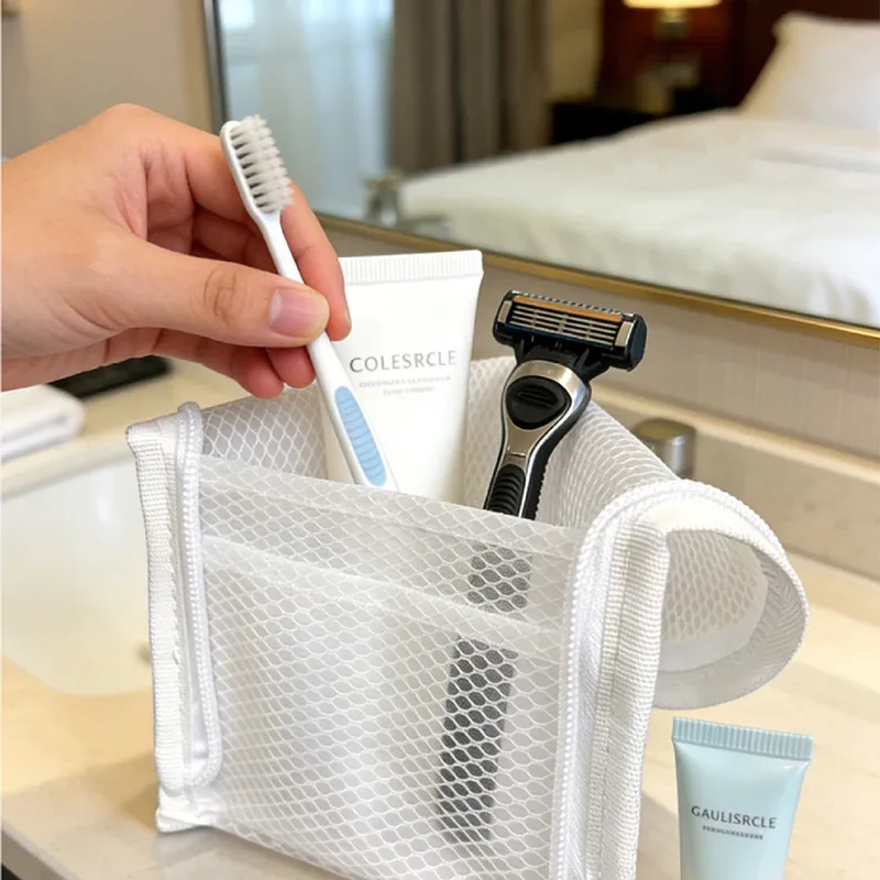 sac de toilette en maille eva, sac de rangement portable pour cosmétiques de voyage, sac à fermeture éclair en maille transparente pour femmes 여행용 파우치