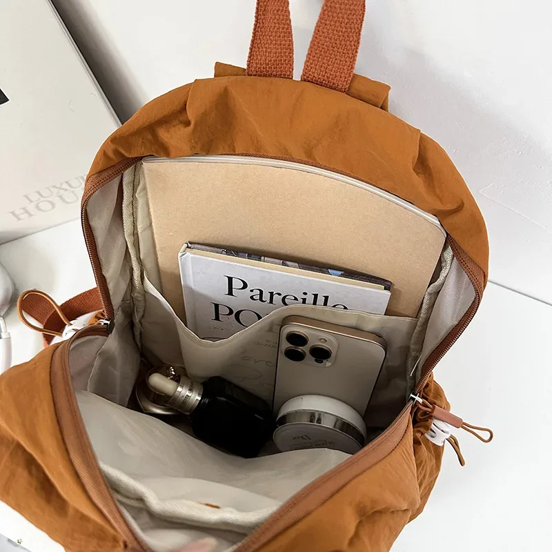 nouveau sac à dos en nylon 2026 – sac à dos décontracté pour voyage et usage quotidien, grande capacité, sac à dos scolaire souple plissé multicolore