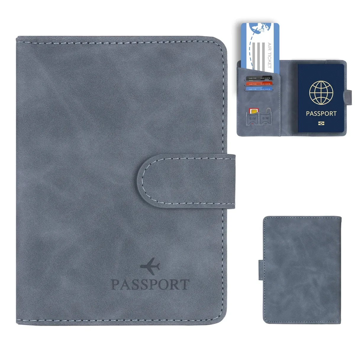 porte-passeport de voyage simple, étui portefeuille avec blocage rfid, étui pour cartes d'affaires en cuir pu, accessoires de voyage pour femmes et hommes