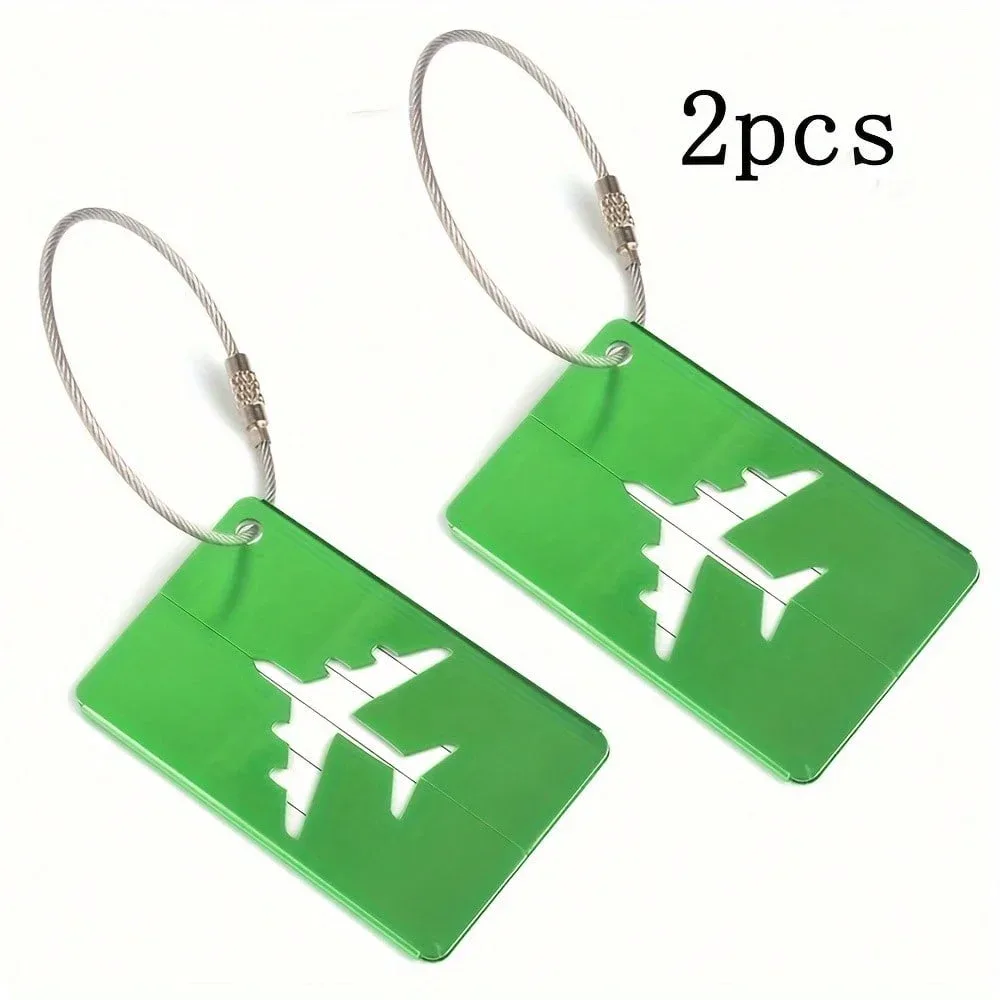étiquette de bagage en aluminium étanche, motif avion minimaliste avec anneau en acier inoxydable, porte-passe d'embarquement, porte-carte d'identité de voyage