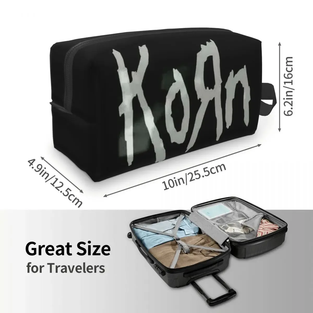 korn rock music – trousse de maquillage, organisateur de cosmétiques, trousse de toilette, trousse à cosmétiques pour femmes, trousse de beauté, trousse à crayons de voyage