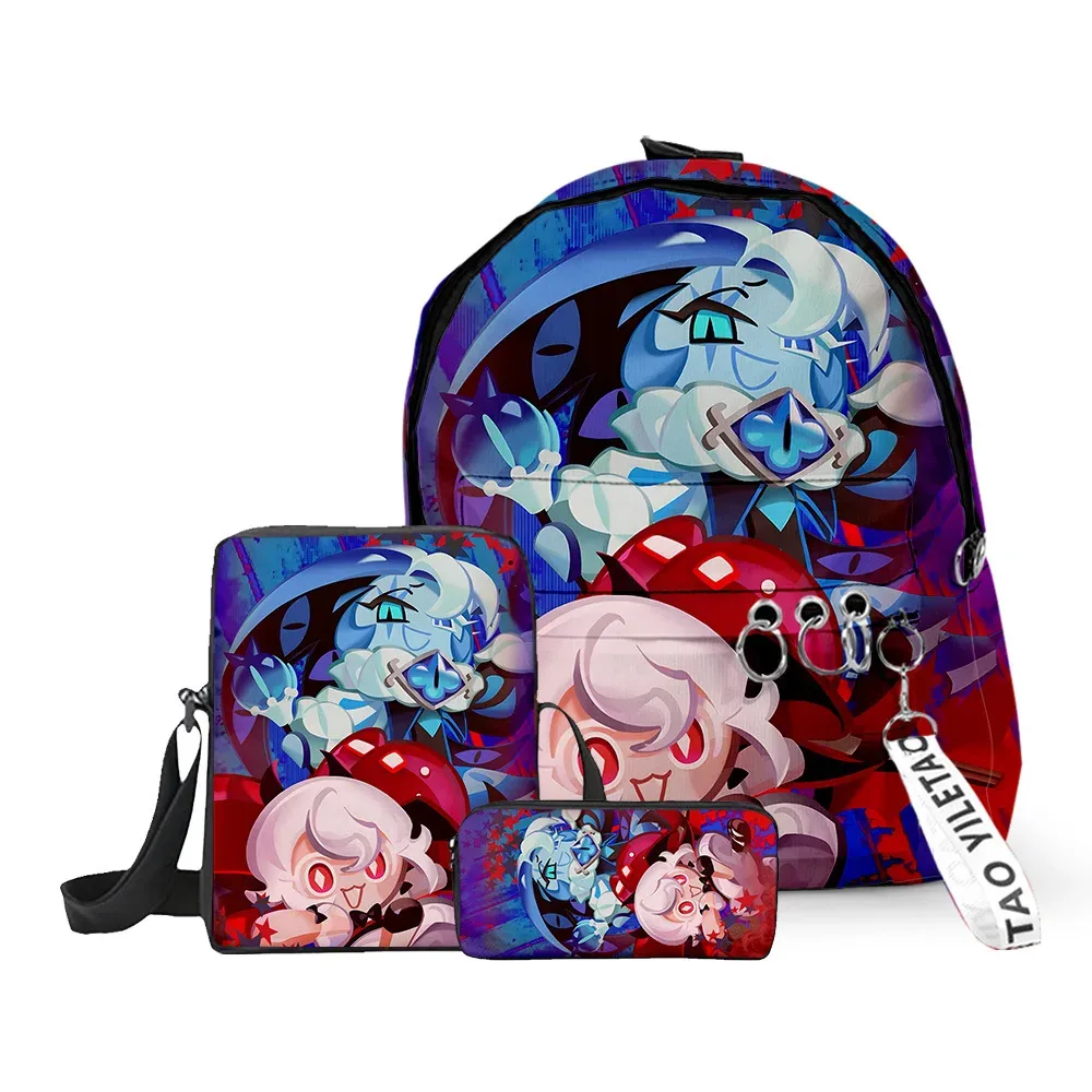 sac à dos scolaire classique amusant shadow milk en peluche avec impression 3d, lot de 3 pièces : sac à dos pour ordinateur portable, sac à bandoulière incliné et trousse à crayons