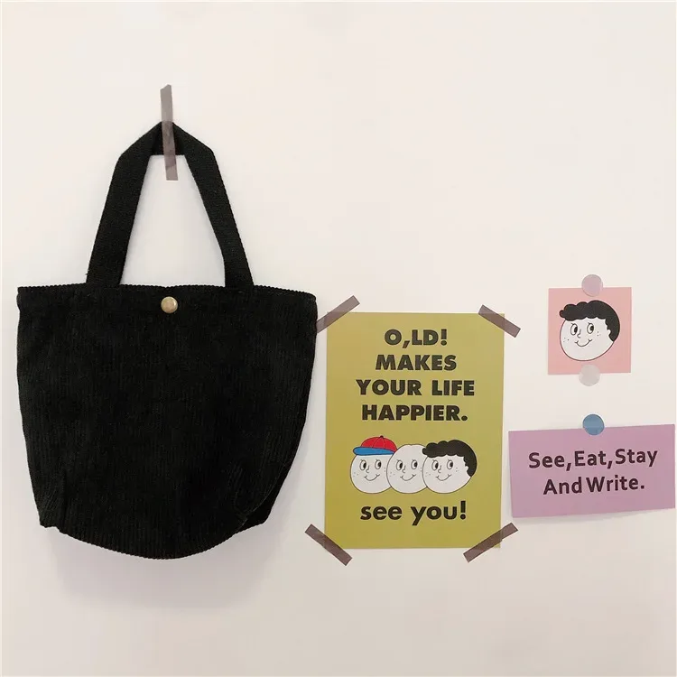 petit sac fourre-tout en velours côtelé de style coréen pour femmes et filles, mini sacs à main, sacs à lunch, shopping, grill, poudres à main, mignon