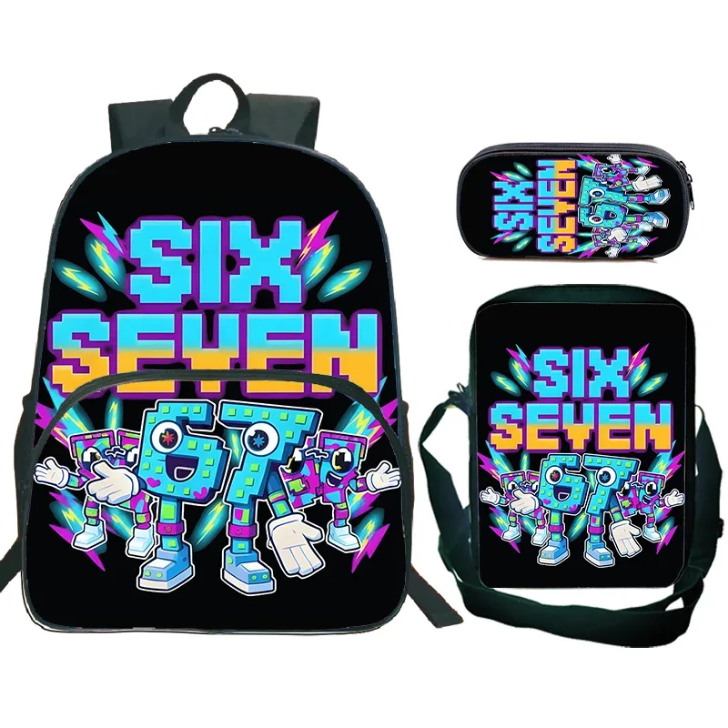 nouvel ensemble de 3 sacs à dos imprimés 67 six seven pour élèves du primaire, sac à déjeuner, trousse à crayons, sac d'école pour enfants