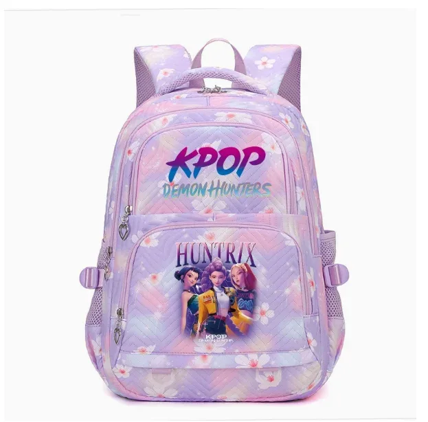 kpop demon hunters – sacs à dos imperméables de grande capacité, sacs d'école tendance avec imprimé de fleurs, sacs d'école pour ordinateur portable pour femmes et hommes, cadeau
