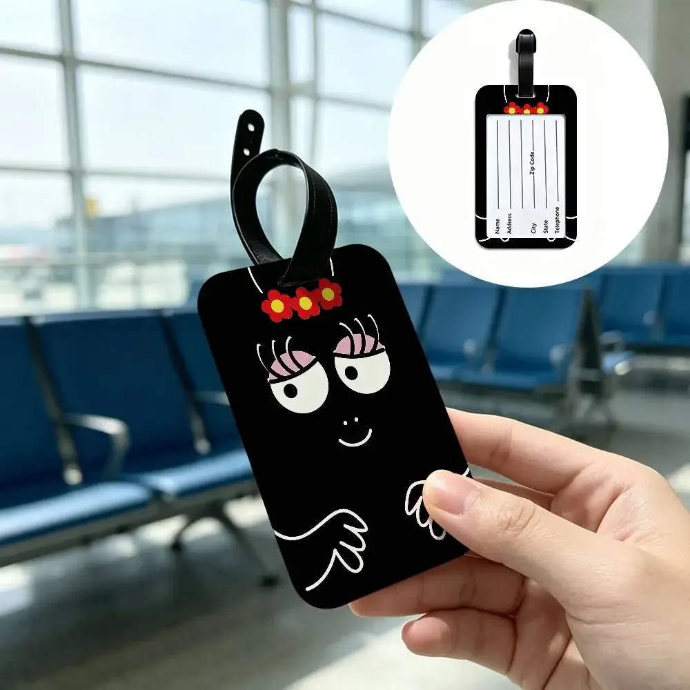 carte d'information imperméable pour enfants, barbapapa, étiquette de bagage en pvc, identificateur anti-perte pour valise, sac à main