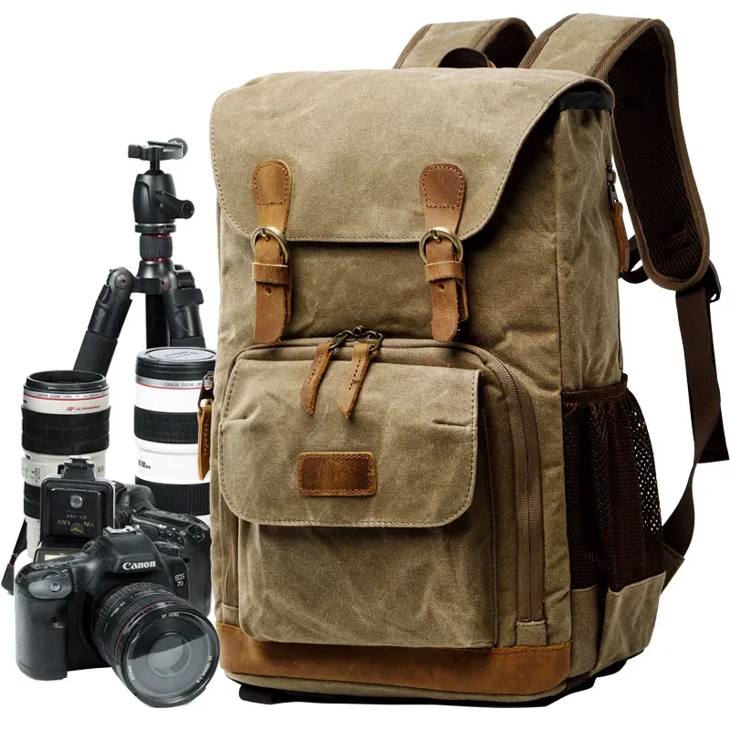 Sac à dos pour appareil photo en toile batik imperméable, résistant à l'usure, grand format, pour Fujifilm, Nikon, Canon, Sony